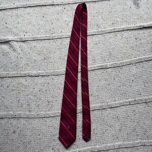 Ives St. Laurent neckwear, vintage, dark red with cream and black stripes